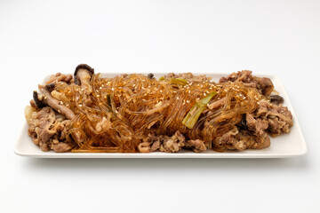 Soy sauce bulgogi on white background