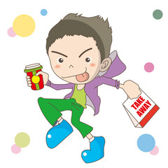 ファーストフードのテイクアウト・男性