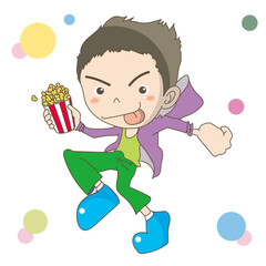 ポップコーンを手に持つ・男性