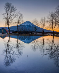Sunrise and reflection of Mount Fuji