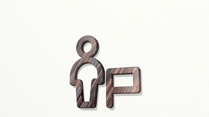 single neutral actions flag on the wall. 3D illustration of metallic sculpture over a white background with mild texture. icon and isolated