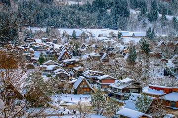 The Shirakawa-go Village at the winter season