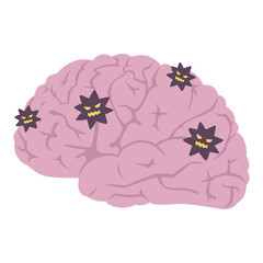 ウィルスが侵入した脳のイラスト。