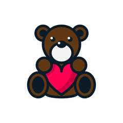 Bear with heart filled outline icons. Vector illustration. Editable stroke. Isolated icon suitable for web, infographics, interface and apps.
