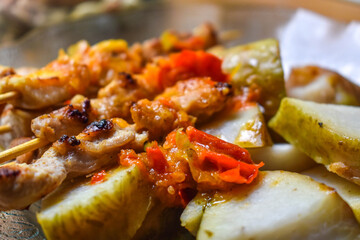 food, delicious, taichan, meal, healthy, plate, dish, fresh, sate, gourmet, lunch, vegetable, satay chicken, satay taichan, taichan satay, sate taichan, tasty, indonesian, chicken, dinner, cuisine, in