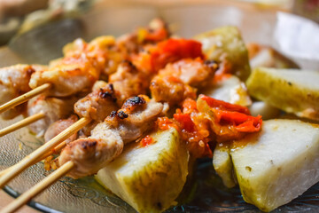 food, delicious, taichan, meal, healthy, plate, dish, fresh, sate, gourmet, lunch, vegetable, satay chicken, satay taichan, taichan satay, sate taichan, tasty, indonesian, chicken, dinner, cuisine, in