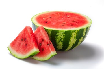 Half and Slices of Watermelon