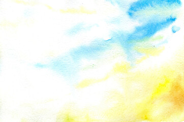 Fototapeta na wymiar blue yellow watercolor background in ukraine colors