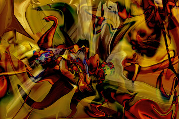 Fondo colorido abstracto con formas geométricas y motivos florales. Ilustración con tonos cálidos y apasionados.