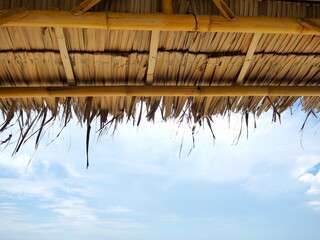 Sky view from in a wooden hut 