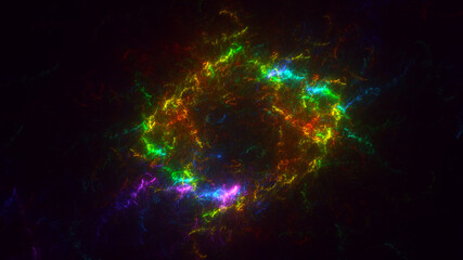 3D rendering abstract multicolor fractal light background