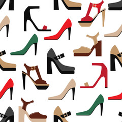 ladies ' shoes make up a seamless pattern