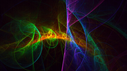 3D rendering abstract multicolor fractal light background