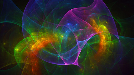 3D rendering abstract multicolor fractal light background