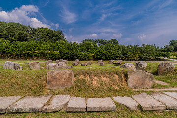 Large stones at Mireuksaji temple archaeological site