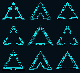 Set of futuristic triangles for the hud interface.
