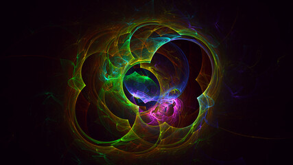 3D rendering abstract multicolor fractal light background