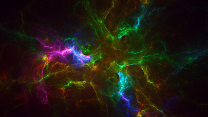 3D rendering abstract multicolor fractal light background