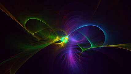 3D rendering abstract multicolor fractal light background