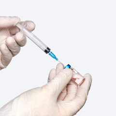 Doctor hand holf medicine vaccine. Anti virus health treatment. Medical nurse surgical. Pharmacy laboratory. Reseach center. Covid concept. Safety anaesthetist procedure. White background