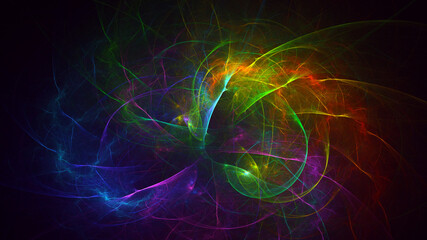 3D rendering abstract multicolor fractal light background