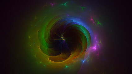 3D rendering abstract multicolor fractal light background