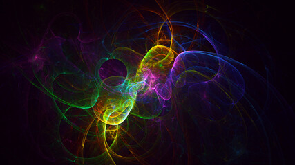 3D rendering abstract multicolor fractal light background