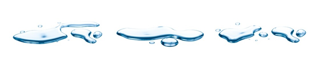 real image,spilled water drop on the floor isolated on white background. © chathuporn