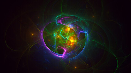 3D rendering abstract multicolor fractal light background