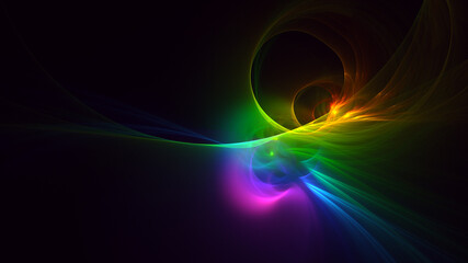 3D rendering abstract multicolor fractal light background