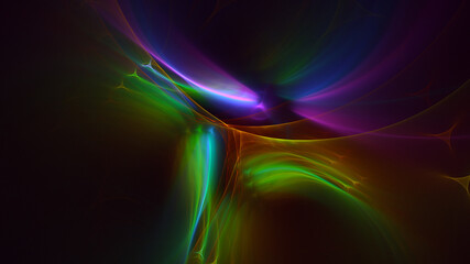 3D rendering abstract multicolored fractal light background with bright center