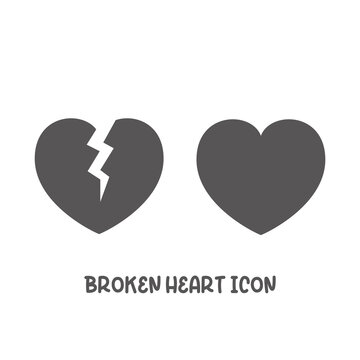 Broken heart icon simple flat style vector illustration.