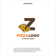 Letter Z pizza logo design concept, isolated on white background.