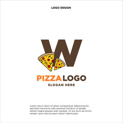 Letter W pizza logo design concept, isolated on white background.