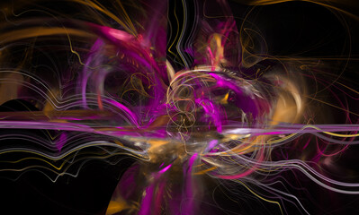 Fractal, an abstract electric discharge on a black background