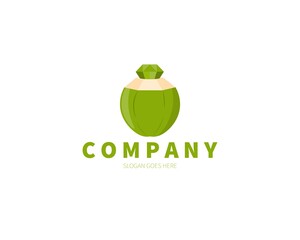 Coconut fruit logo. Coconut Diamond concept vector design.
