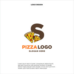 Letter S pizza logo design concept, isolated on white background.