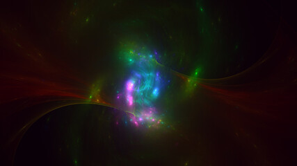 3D rendering abstract multicolor fractal light background