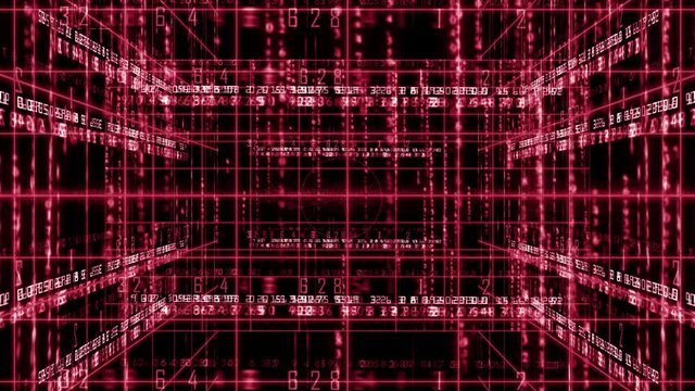 digital data background 4K. Line together with digital numbers. Technology background. abstract line with light. 3D rotating motion. Lights that follow the lines. Numbers flowing between lines. 4K