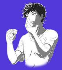 化粧水を使う男性,A