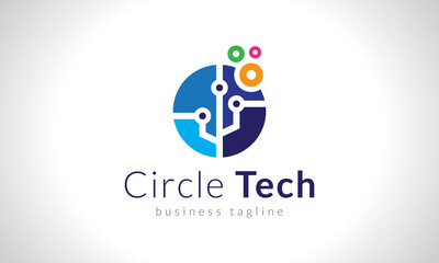Creative Colorful Circle Technology Logo Design Vector Icon Illustrations.