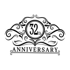 32 years Anniversary logo, luxurious 32th Anniversary design celebration.