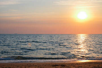 Beautiful sunset over the ocean. Seascape view. Nature concept, nature background. Travel concept, travelling.