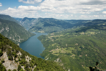 Perucac lake and river Drina from Tara mountain in Serbia