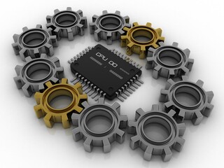 3d rendering microchips with gear