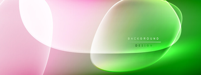 Vector abstract background - liquid bubble shapes on fluid gradient with shadows and light effects. Shiny design template for text