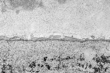 Horizontal straight background element of destroyed wall with cracks and scratches