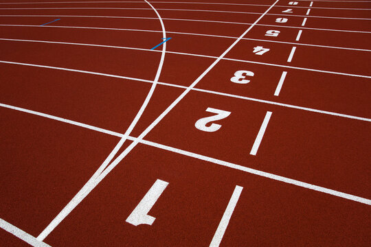 Red stadium running track closeup © BGStock72