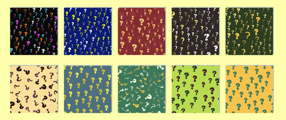 Set of Question marks education, school concept. Seamless vector EPS 10 pattern. Flat style