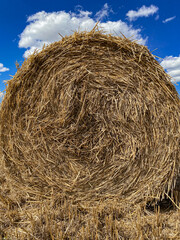 Straw Bale and Cloudy Sky Thrace Turkey Europe